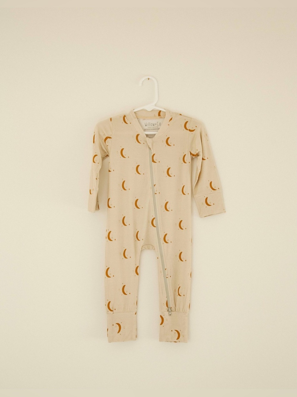 Willow+Co Moon Bamboo Footie Pajama Sleeper Onesie Convertible 2-Way Zipper